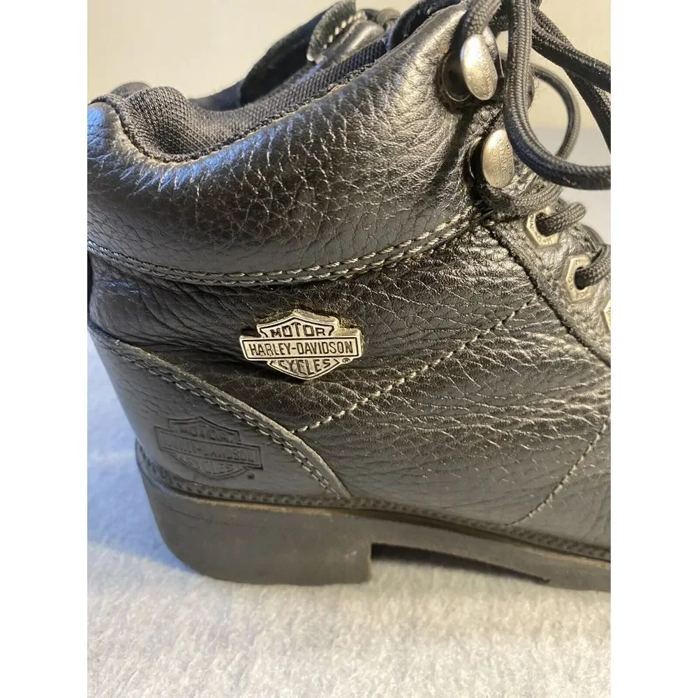 Harley Davidson Womens Tyler Chukka Ankle Boots D84280 Black Leather Size 6-1/2M
